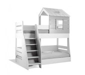 Litera casita escalera izquierda blanca 90/100x200cm