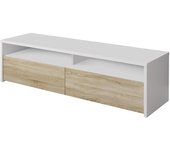 Ahuri mueble tv, mueble tv, buffet bajo moderno para salón, aparador de televisión para salón con 2 puertas, 130x40h36 cm, blanco brillo