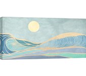 Cuadro de estilo nórdico con olas y luna - impresión sobre lienzo - sayaka miko, moonlight - 70x35 cm