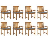 Sillas de jardín con cojines 8 piezas madera maciza de acacia
