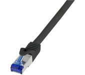 Logilink cable de red ultraflex, cat.6a, s ftp, negro, 0,25 m