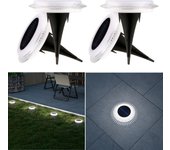4 luces solares de suelo impermeables con 16 led para exteriores, luces solares de disco, iluminación de entrada, patio y terraza, luz blanca.
