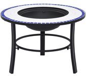 Chimenea mosaico azul y blanco 68 cm cerámica