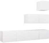 Juego de 4 muebles para sala de estar con tv de madera de ingeniería blanca