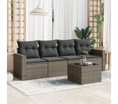 Juego de sofás jardín con cojines 5 piezas | conjunto de jardín de ocio | set de comedor de jardín ratán sintético gris cfw775742