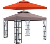 Conjunto de cenador outsunny poliéster café y teja 297x297x270 cm