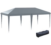 Carpa plegable outsunny acero, tela oxford gris claro 585x295x270 cm 84c-118v03lg