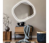 Espejo irregulares de bano con iluminación luz led (94x84cm) espejo de pared blanco frío interruptor táctil
