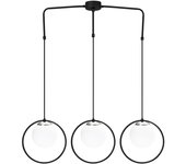 Regleta de techo escott 3 luces nórdico con aros negros regulables en altura y esferas de cristal blanco en el interior