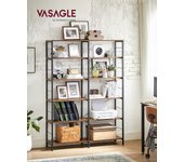 Estantería de almacenamiento estilo industrial de 6 niveles, ideal para salón, estudio, balcón y cocina, marrón rústico