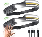 Linterna frontal led recargable ultra potente, 2 uds., faros para correr, luz con batería, linterna usb, diadema para caminar