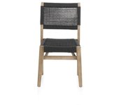 Pack de 4 sillas de madera de acacia y trenzado de cuerda color gris