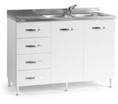 Mueble para debajo del fregadero blanco 2 puertas c - sx cómoda 120x50xh 85 cm