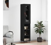 Aparador alto | aparador de comedor | armario de cocina de madera contrachapada negro 34,5x34x180 cm cfw92010