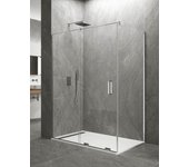 Mampara de ducha angular allstone keres 1+1 con lateral fijo, sin perfil 160x70 cm barra de estabilización paralelo