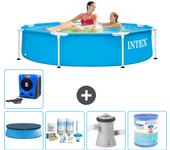 Paquete de piscina - intex - alrededor - 244x244x51 cm + accesorios a1427