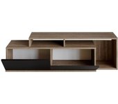 Mueble de tv 2 puertas decorado nogal y negro l150 cm - nexera