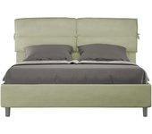 Cama doble con contenedor elevado acolchado 160x190 microfibra té verde nandy