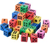 Relaxdays dados de espuma, pack de 48, juego cubos de colores para niños, silenciosos, gomaespuma blanda, multicolor