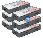 Paquete de 6 contenedores de almacenamiento debajo de la cama, organizadores de armario con ventana transparente y asas reforzadas, gris