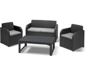 Conjunto de jardín de resina antracita carolina con mesa extensible