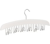 Relaxdays percha cinturones 12 ganchos, colgador giratorio para accesorios, madera, 17,5x43x5,5 cm, blanco y plateado
