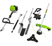 Kit de mantenimiento de jardín 4 en 1: desbrozadora, cortasetos, podadora (arnés incluido)