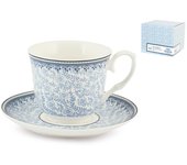 H&h nuevo juego 2 tazas porcelana azul sueño con platillo