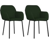 Pack 2 uds sillas de comedor | silla de cocina terciopelo verde oscuro cfw55326