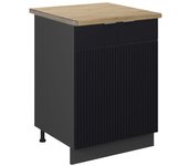 Vicco mueble bajo de cocina fame-line, rayas negras, 60 cm , et roble