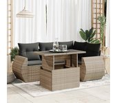 Conjunto de muebles de jardín vidaxl de 5 piezas con cojines grises de mimbre