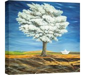 Cuadro moderno, árbol - impresión sobre lienzo - donato larotonda – más allá del mar - 40x40 cm
