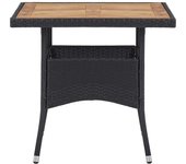 Mesa comedor para jardín ratán sintético madera de acacia negro