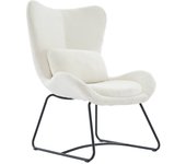 Sillón de tela con cojín, nina, blanco, 75x78x101 cm