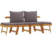 Banco de jardín | silla de jardín con cojines 2 en 1 madera maciza de acacia cfw31909