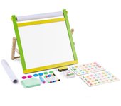 Vevor caballete de arte de escritorio para niños, caballete de madera reversible 3 en 1 con tablero magnético, papel de liar, plegable, con accesorios