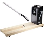 Set de jamonero + cuchillo jamonero en acero inoxidable