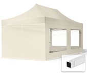 3x6 m carpa plegable, economy acero 30mm, 4 laterales con ventanas panorámicas, crema