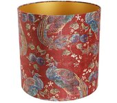 Pantalla de lámpara de terciopelo roja diseño pavo real 40/40/40 interior dorado