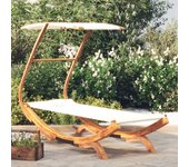 Sofá cama con dosel 100x190x134 cm madera maciza curvada crema