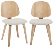 Silla curvada de madera y borreguito, set de 2, sophia, gris claro, 47x53x81 cm