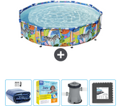 Paquete de piscina - bestway - alrededor - 305x305x66 cm + accesorios cb8