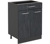 Vicco mueble bajo de cocina r-line, hormigón negro, 60 cm con cajón, sin encimera