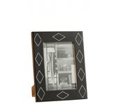 Marco rectangular con rombo para foto en resina negra de 19x24cm