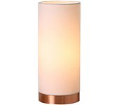 Lindby lámpara de mesa ronja blanca con base color cobre, lámpara de mesa textil