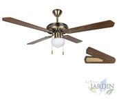 Ventilador de techo orbegozo con luz | 4 aspas reversibles | acabado oro viejo | 60w | iluminación incluida
