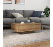 Mesa de café vidaxl con luces led roble artesano 85x55x31 cm