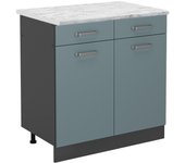 Vicco mueble bajo de cocina r-line, gris azulado, 80 cm et mármol