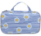 Bolsa de almacenamiento para agujas de tejer, bolsa de viaje con cremallera para todo tipo de accesorios de ganchillo (azul)