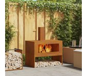 Vidaxl hoguera con chimenea 80x50x96 cm acero envejecido